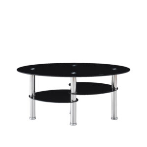 Tables Basses Game – Verre Noir Trempé & Finition Chrome
