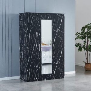 Armoire 3 Portes – Effet Marbré Noir | Élégance Sophistiquée