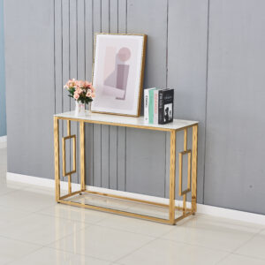 Console – Plateau Verre & Piètement Doré | Style Baroque Moderne