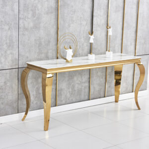 Console – Verre Marbré & Structure Dorée | Design Moderne