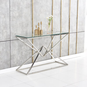Console – Chrome & Verre Transparent | Design Sculptural Moderne