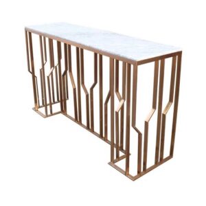 Console – Plateau Effet Marbre & Pieds Métal | Élégance Contemporaine