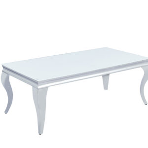 Table Basse Design Baroque  Verre Opale Blanc, 100 cm