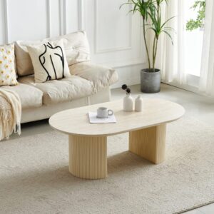 Table Basse Calypso – Céramique Travertin Ovale