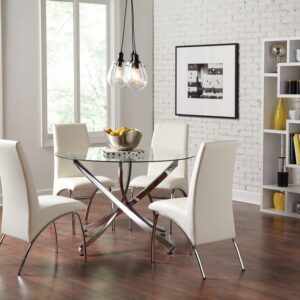 Table Olivia rond transparent chrome 1m