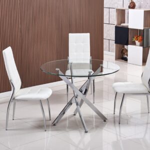 Table Olivia rond transparent chrome 1m