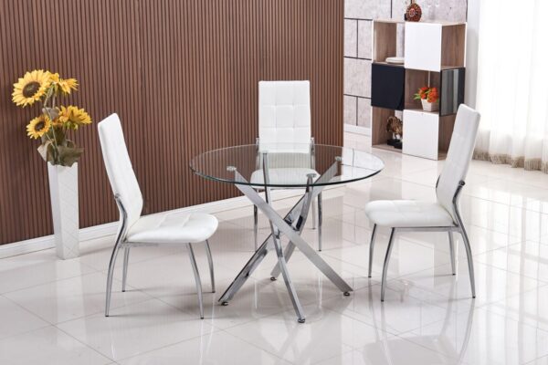 Table Olivia rond transparent chrome 1m