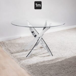 Table Olivia rond transparent chrome 1m
