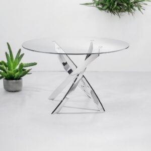 Table Olivia rond transparent chrome 1m