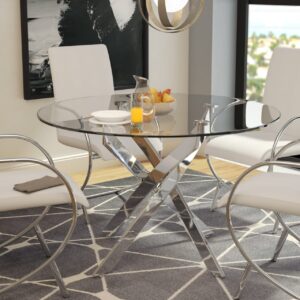 Table Olivia rond transparent chrome 1m