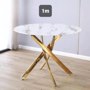 Table Olivia rond marbre doré 1m