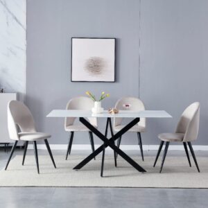 Table à manger Olivia 1m50 marbre pied noir