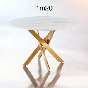 Table Olivia rond 1m20 marbre doré