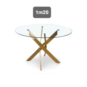 Table Olivia rond 1m20 transparent doré