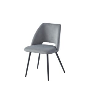 Chaise velours gris pied noir