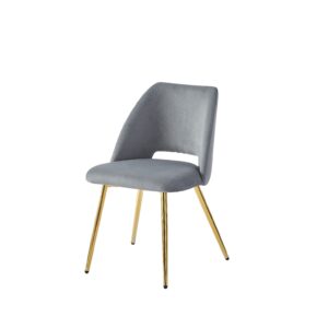 Chaise velours gris pied doré
