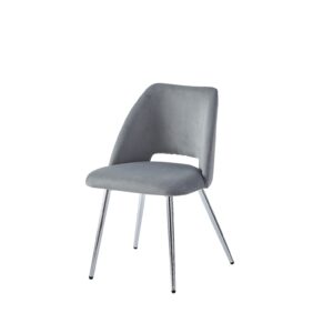 Chaise velours gris pied argent